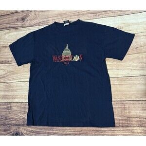 Washington DC Embroidered Capital Charcoal Gray T-Shirt Vintage Size Large L